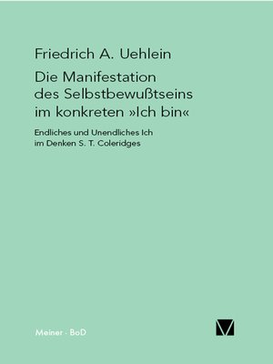 cover image of Die Manifestation des Selbstbewusstseins im konkreten »ich bin«